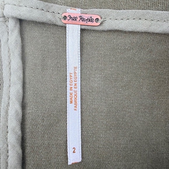 Free People Olive Green Denim Mini Skirt High Waisted Seamed Back Zip Size 2 - Picture 4 of 7